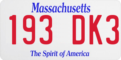 MA license plate 193DK3