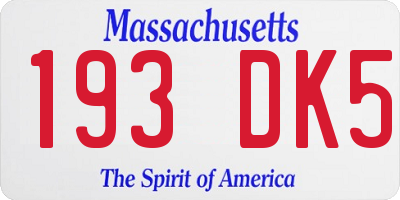 MA license plate 193DK5