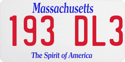 MA license plate 193DL3