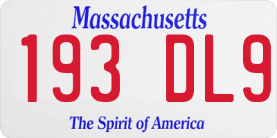 MA license plate 193DL9