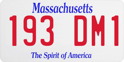 MA license plate 193DM1