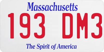 MA license plate 193DM3
