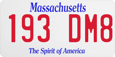 MA license plate 193DM8
