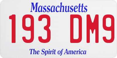 MA license plate 193DM9