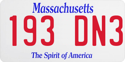 MA license plate 193DN3
