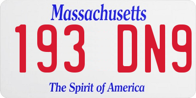 MA license plate 193DN9