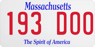 MA license plate 193DO0