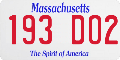 MA license plate 193DO2