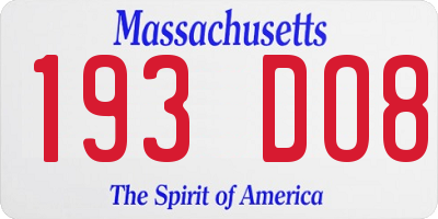 MA license plate 193DO8