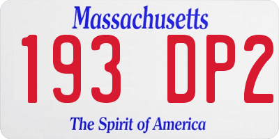 MA license plate 193DP2