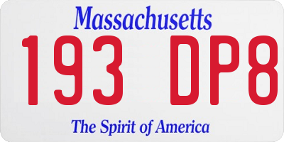 MA license plate 193DP8