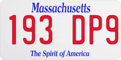MA license plate 193DP9