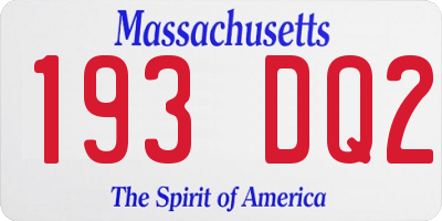 MA license plate 193DQ2