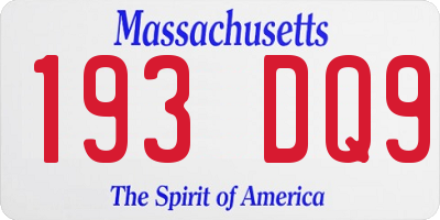 MA license plate 193DQ9