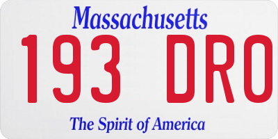 MA license plate 193DR0