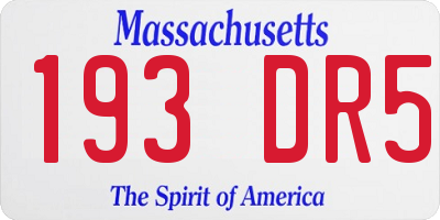 MA license plate 193DR5