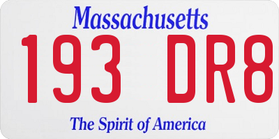 MA license plate 193DR8