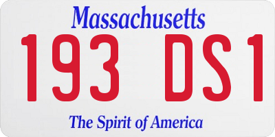 MA license plate 193DS1