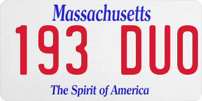 MA license plate 193DU0