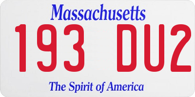 MA license plate 193DU2