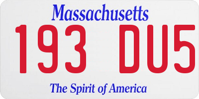 MA license plate 193DU5