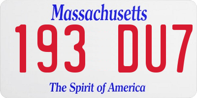 MA license plate 193DU7