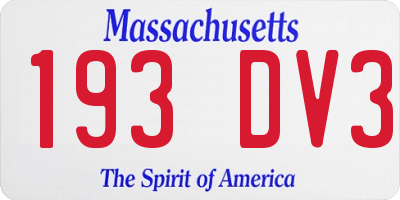 MA license plate 193DV3