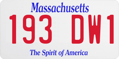 MA license plate 193DW1