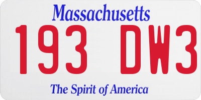 MA license plate 193DW3