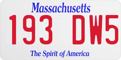 MA license plate 193DW5