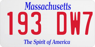 MA license plate 193DW7