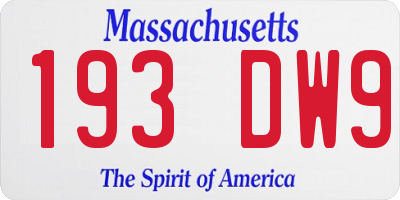 MA license plate 193DW9