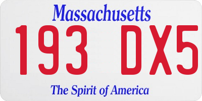 MA license plate 193DX5