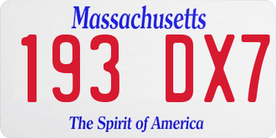 MA license plate 193DX7