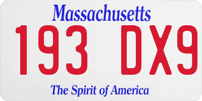 MA license plate 193DX9