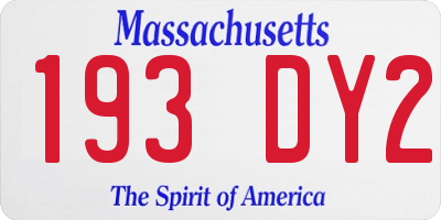 MA license plate 193DY2