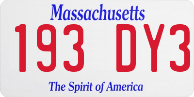 MA license plate 193DY3