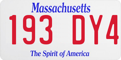 MA license plate 193DY4