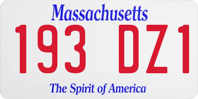 MA license plate 193DZ1