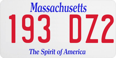 MA license plate 193DZ2