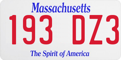 MA license plate 193DZ3
