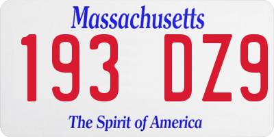 MA license plate 193DZ9