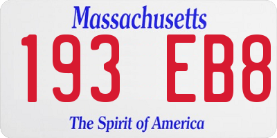 MA license plate 193EB8