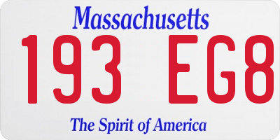 MA license plate 193EG8