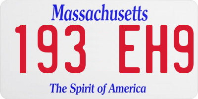 MA license plate 193EH9