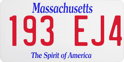 MA license plate 193EJ4