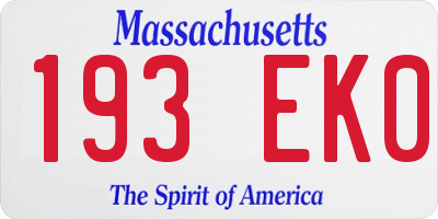 MA license plate 193EK0
