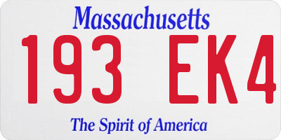 MA license plate 193EK4