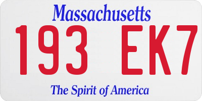 MA license plate 193EK7