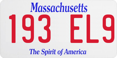 MA license plate 193EL9